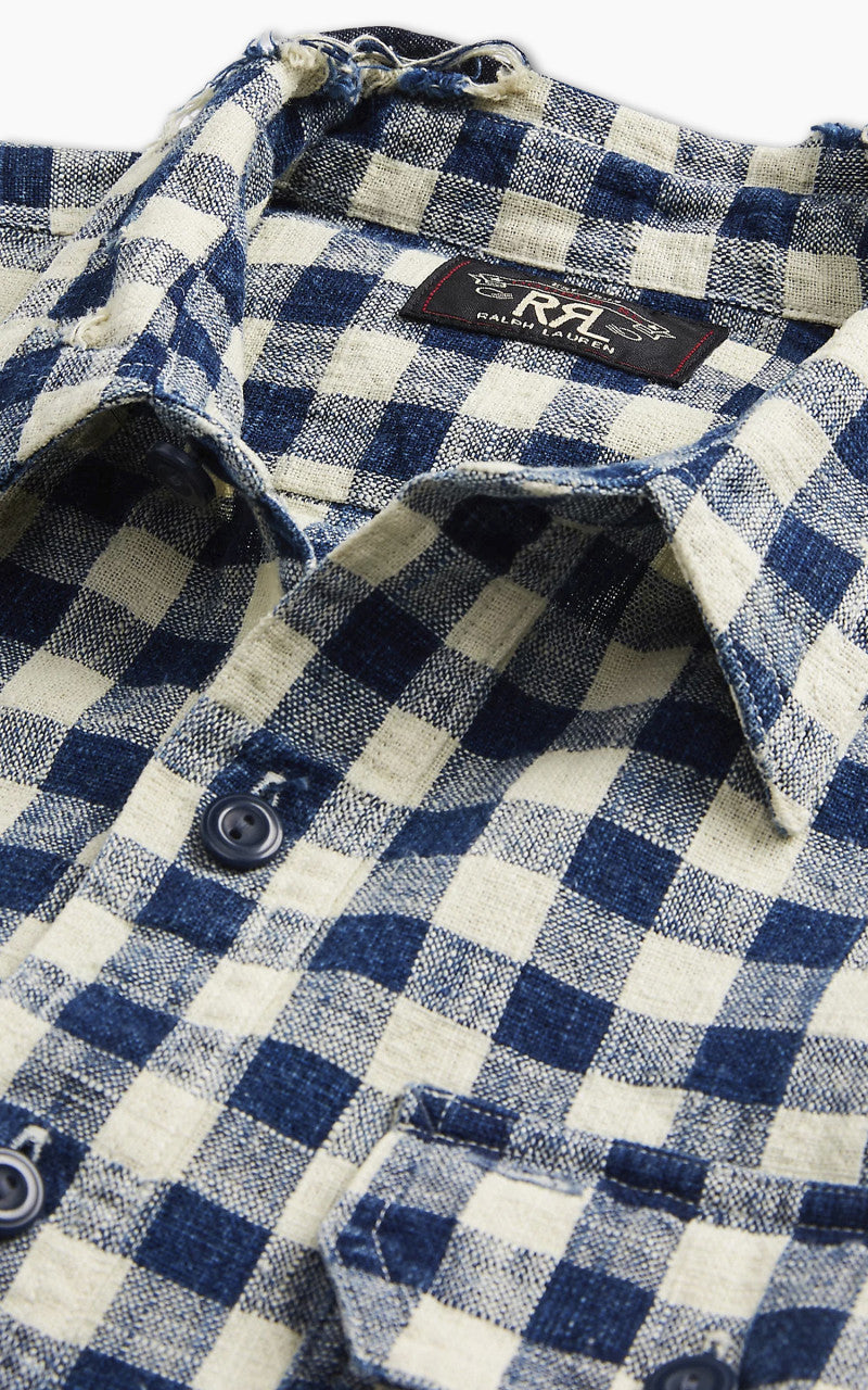 RRL Linen-Cotton Workshirt Indigo Checked