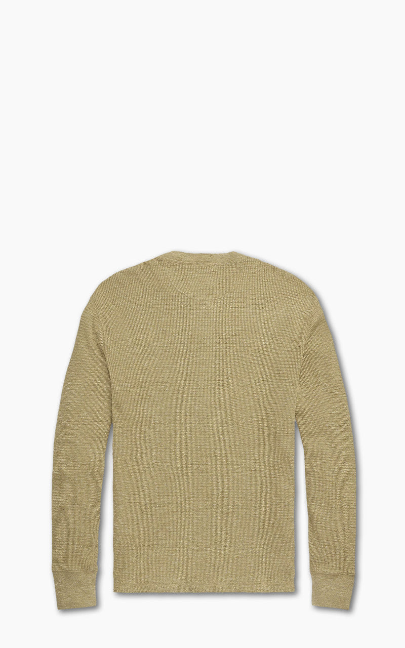 RRL Waffle-Knit Henley Shirt Tan Heather