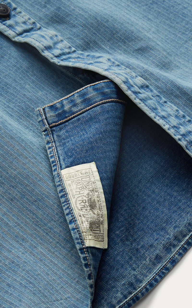 RRL Indigo Herringbone Twill Workshirt Faded Indigo