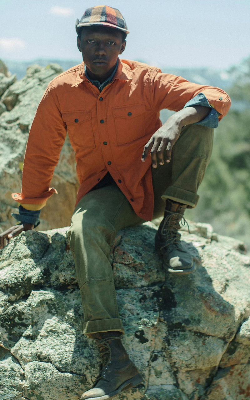 RRL Quilted Shirt Jacket Orange