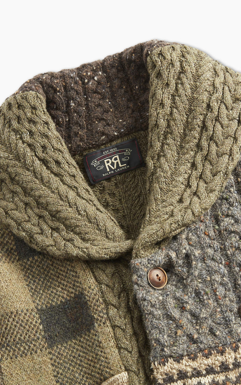 RRL Patchwork Wool-Blend Ranch Cardigan Brown/Multi
