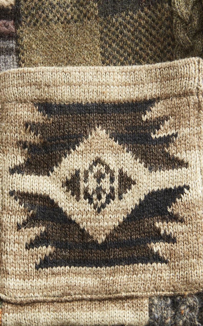 RRL Patchwork Wool-Blend Ranch Cardigan Brown/Multi