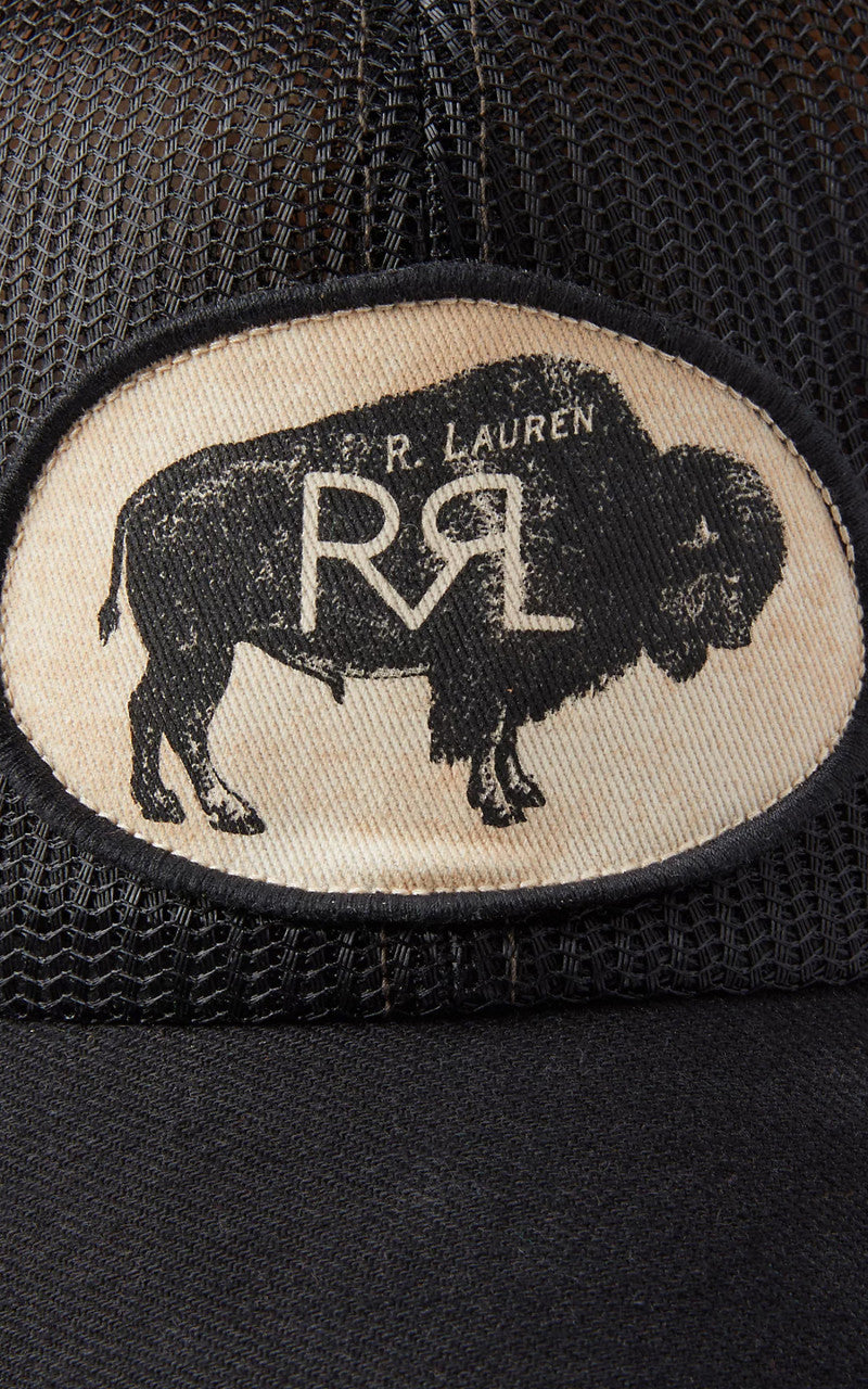 RRL Buffalo-Patch Mesh Trucker Cap Black