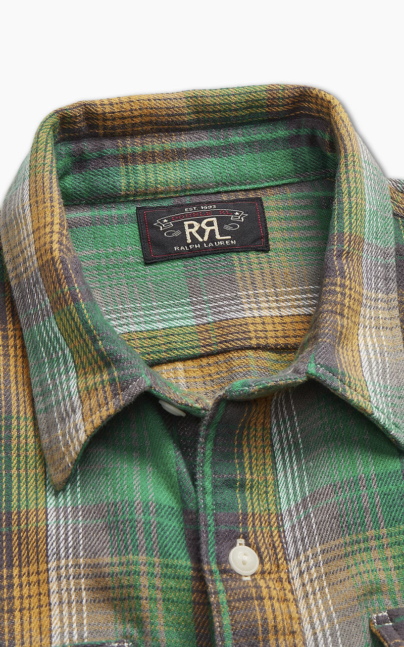 RRL Plaid Twill Workshirt Green/Yellow