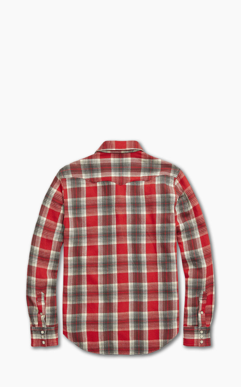 RRL Slim Fit Plaid Twill Western Shirt Red/Grey
