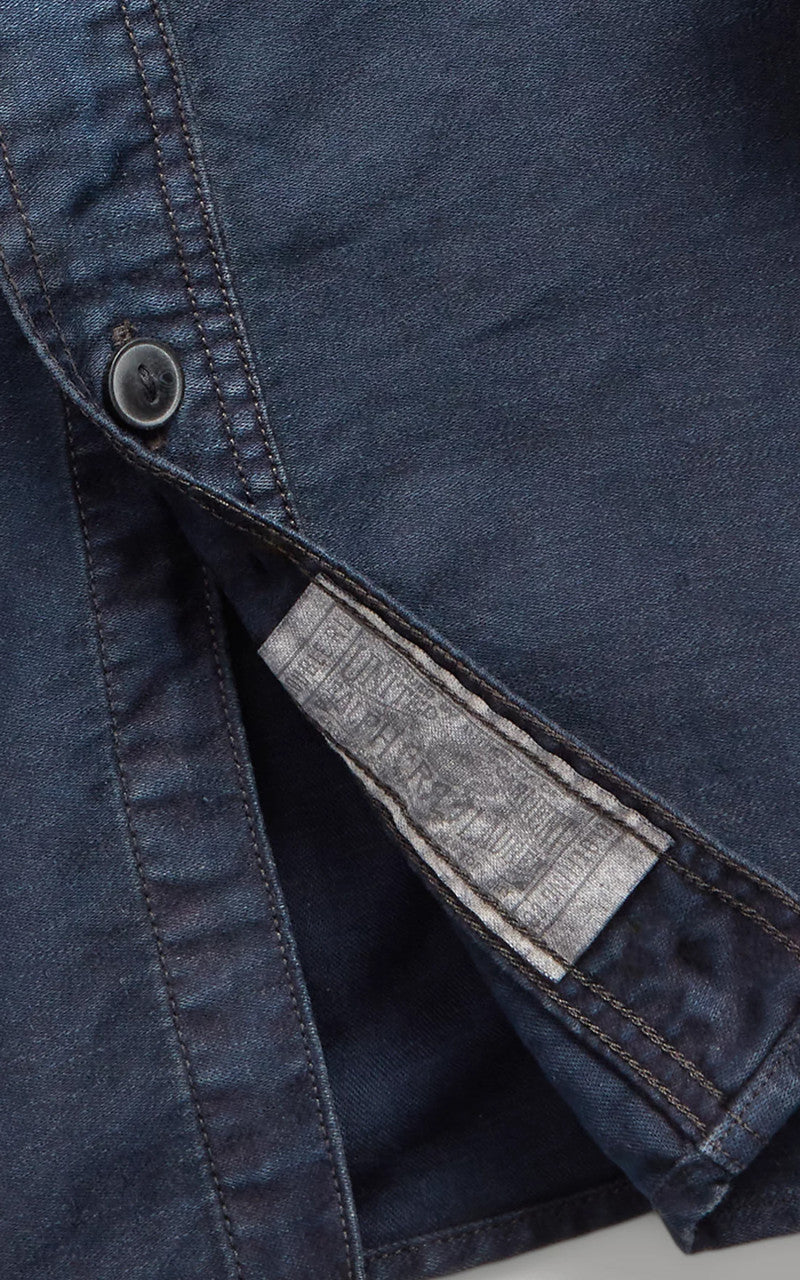 RRL Indigo Cotton-Linen Sateen Workshirt Indigo