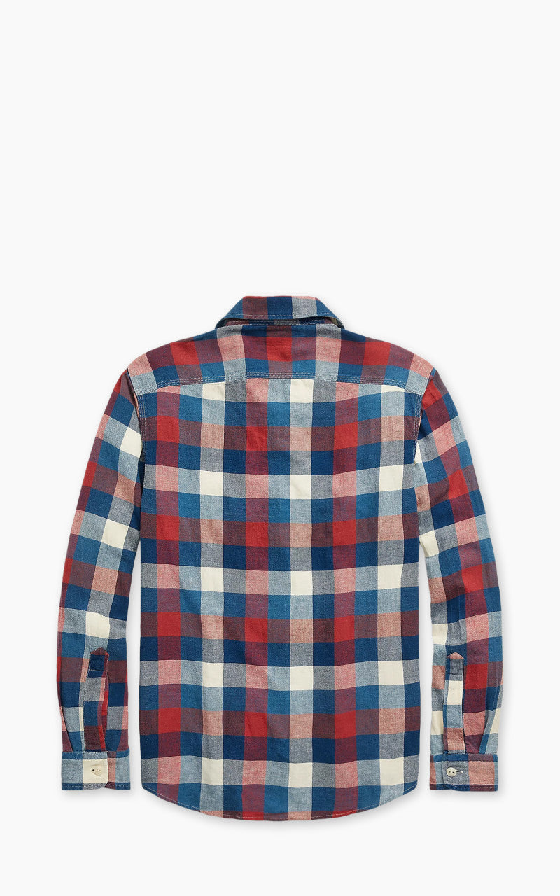 RRL Indigo Plaid Cotton-Linen Workshirt Red/Indigo