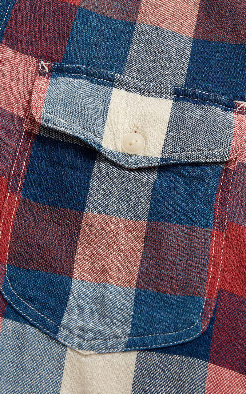RRL Indigo Plaid Cotton-Linen Workshirt Red/Indigo