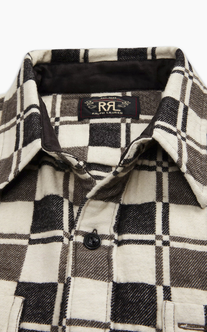 RRL Plaid Brushed Jacquard Workshirt Black/Creme