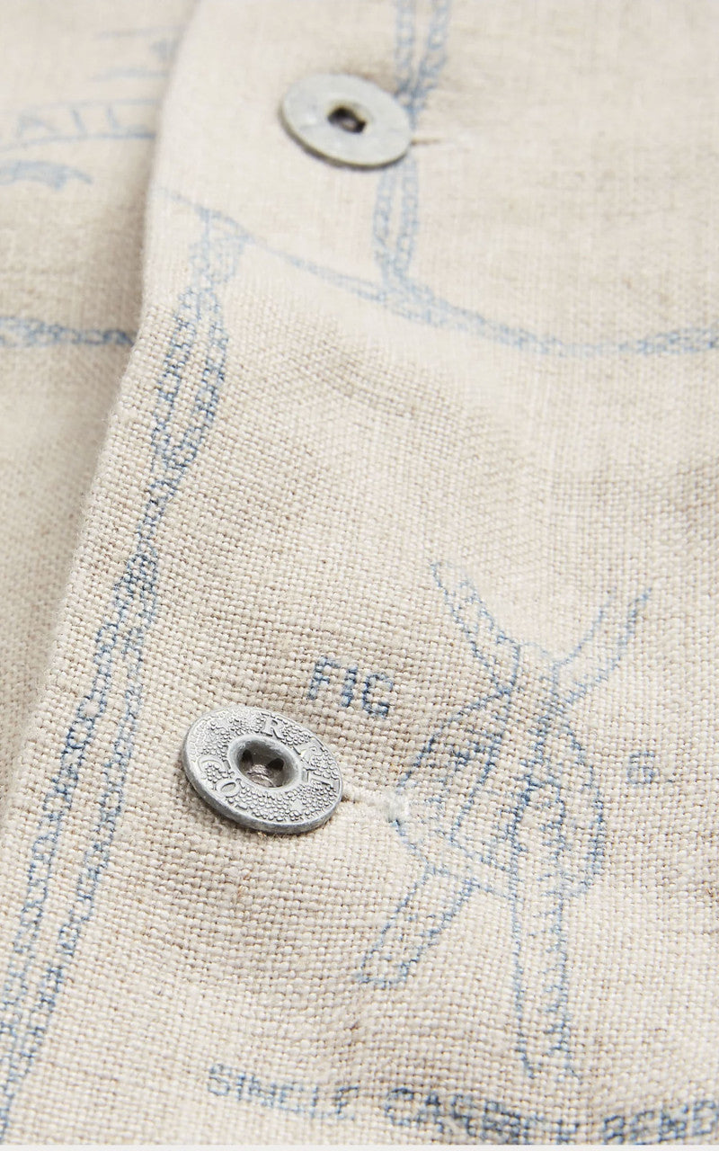 RRL Print Linen Camp Shirt Creme Multi