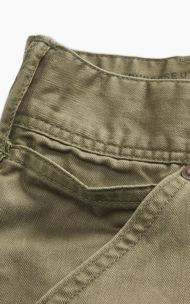 RRL Distressed Herringbone Carpenter Trouser Olive