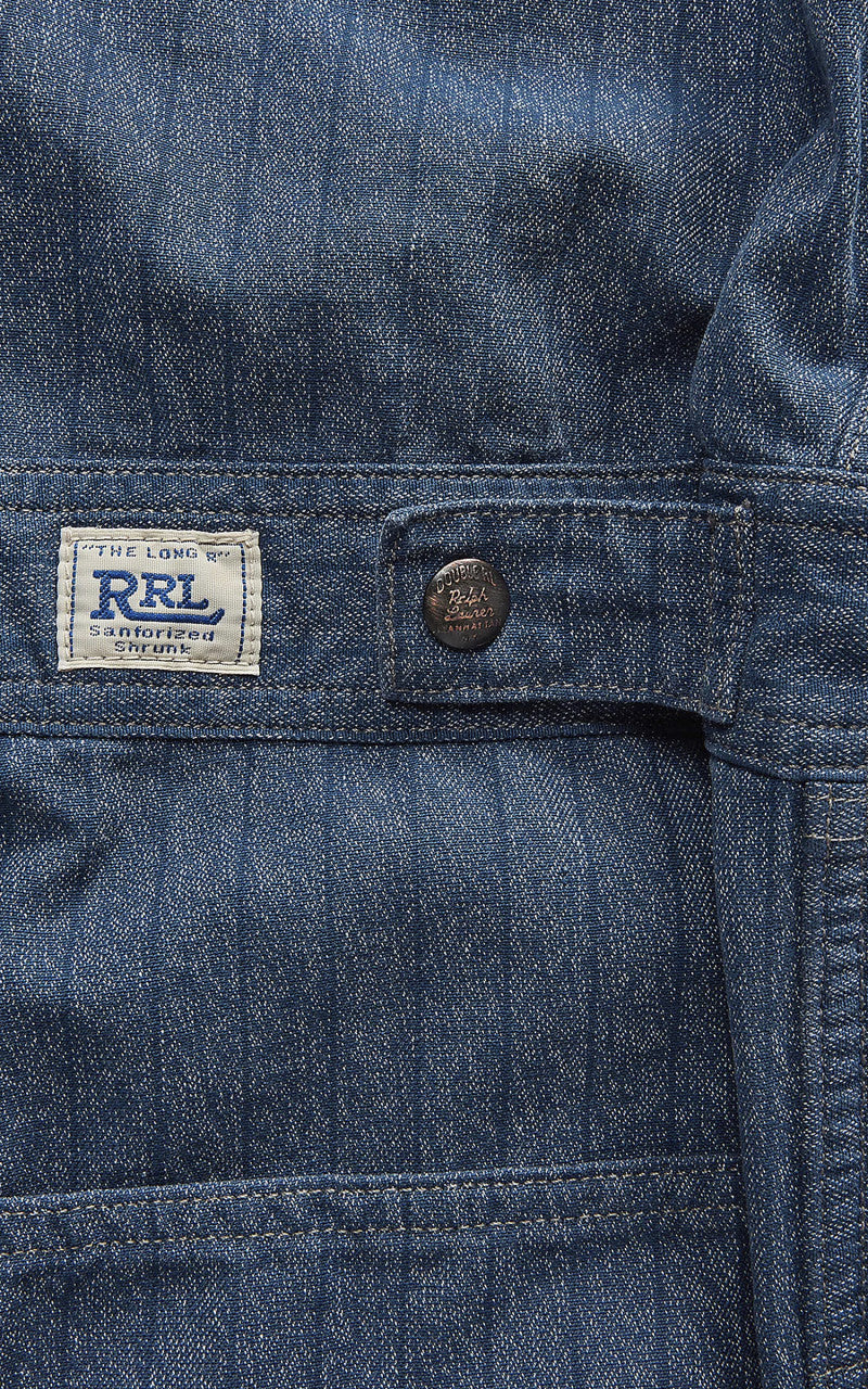 RRL Embroidered Jaspe Twill Coverall Navy/White