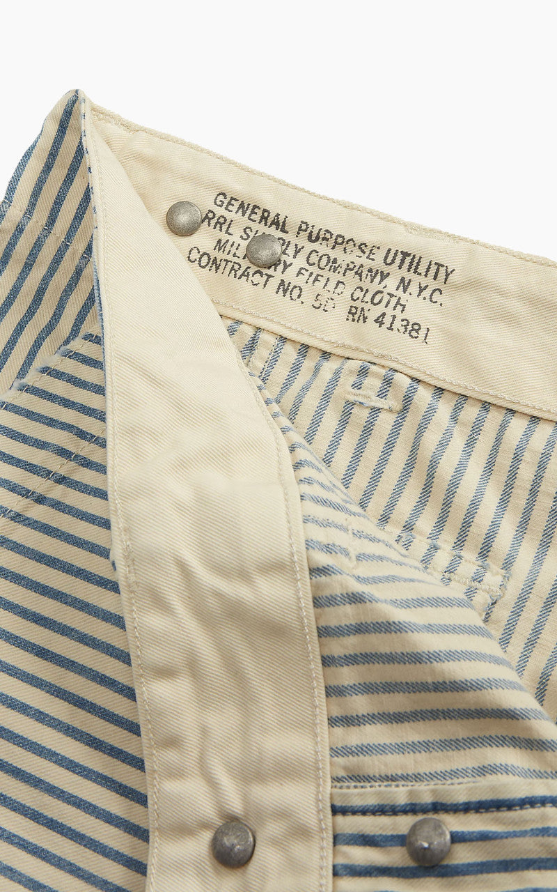 RRL Striped Cotton-Linen Field Short Indigo/Creme Stripe