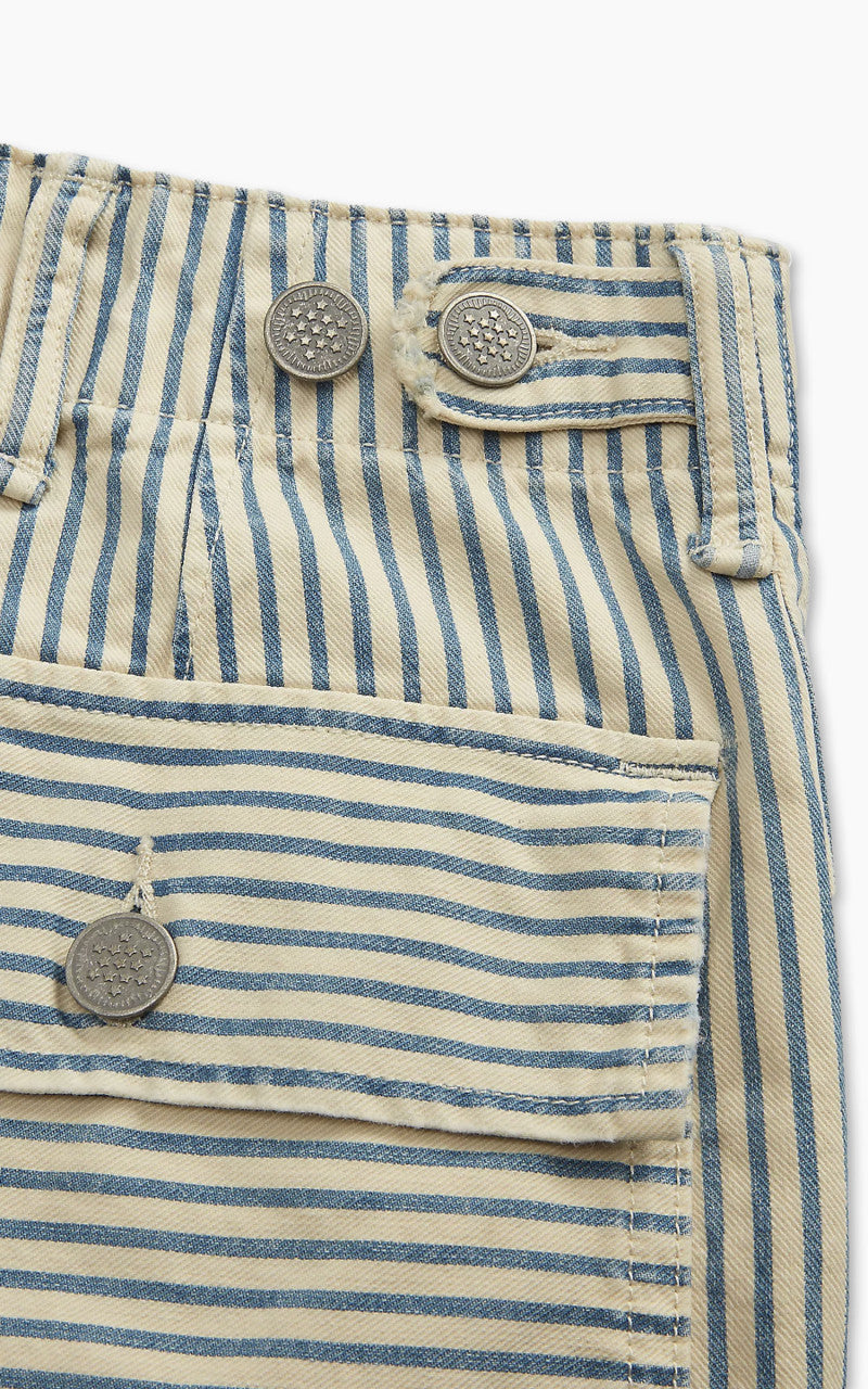 RRL Striped Cotton-Linen Field Short Indigo/Creme Stripe
