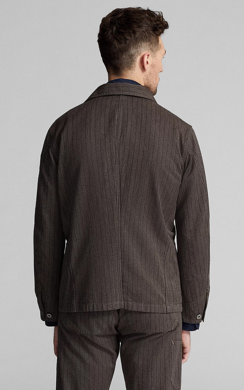 RRL Striped Jaspe Twill Jacket Black/White