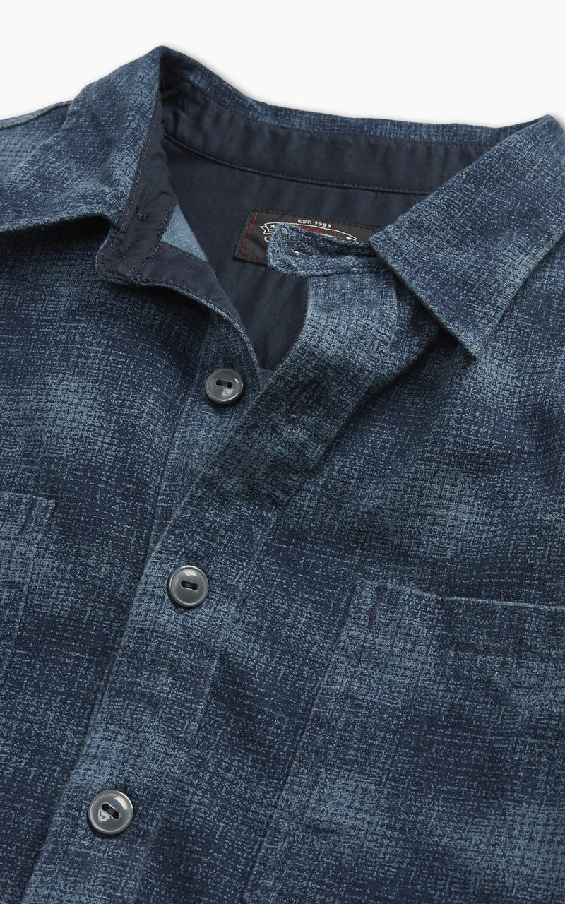 RRL Plaid-Print Jersey Popover Workshirt Navy/Blue