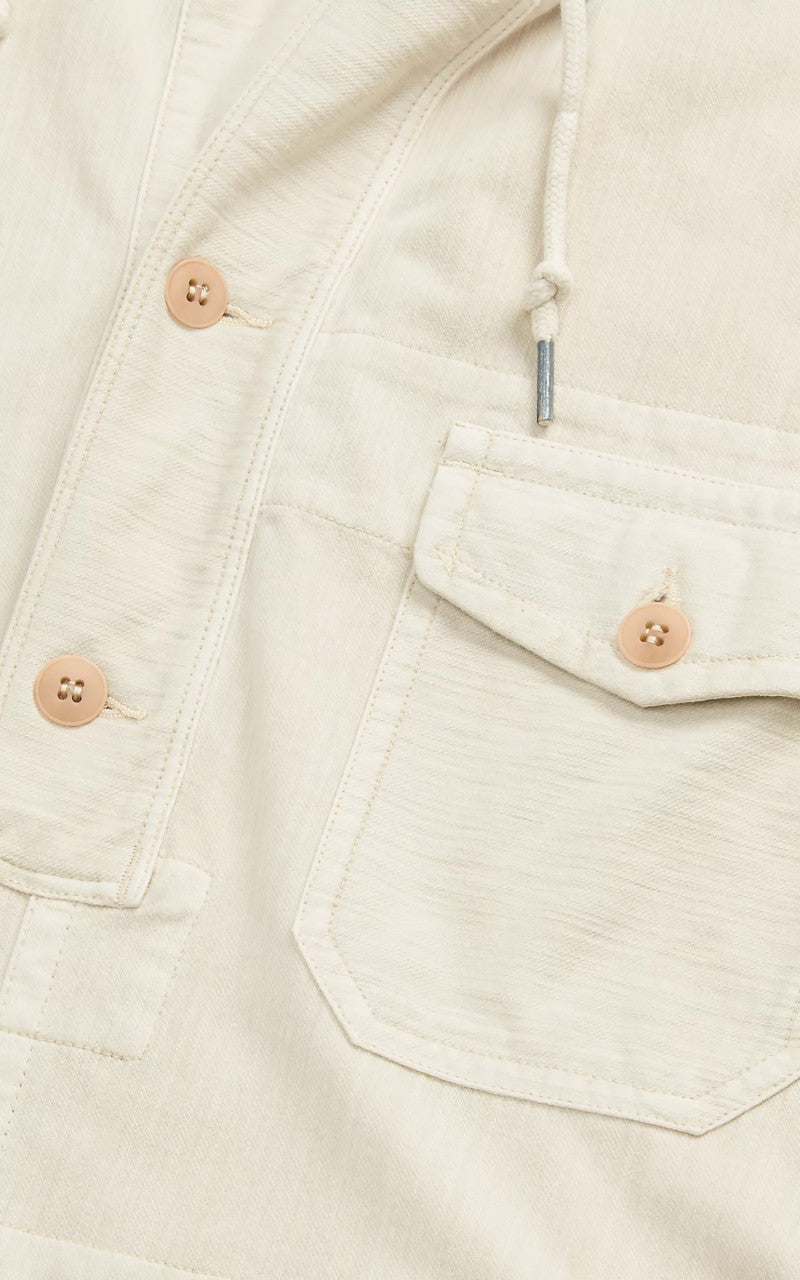 RRL Garment-Dyed Jersey Popover Anorak Cream
