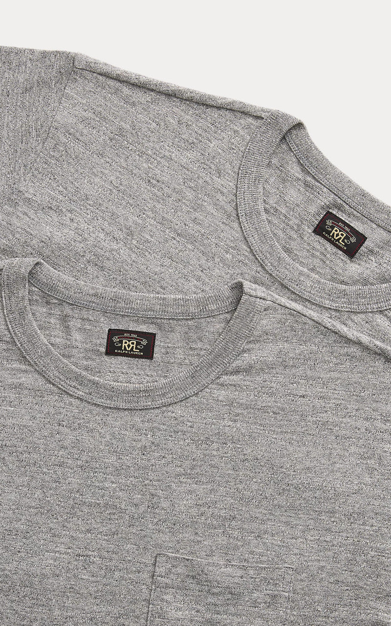 RRL 2-Pack Garment-Dyed Pocket Tees Grey Heather
