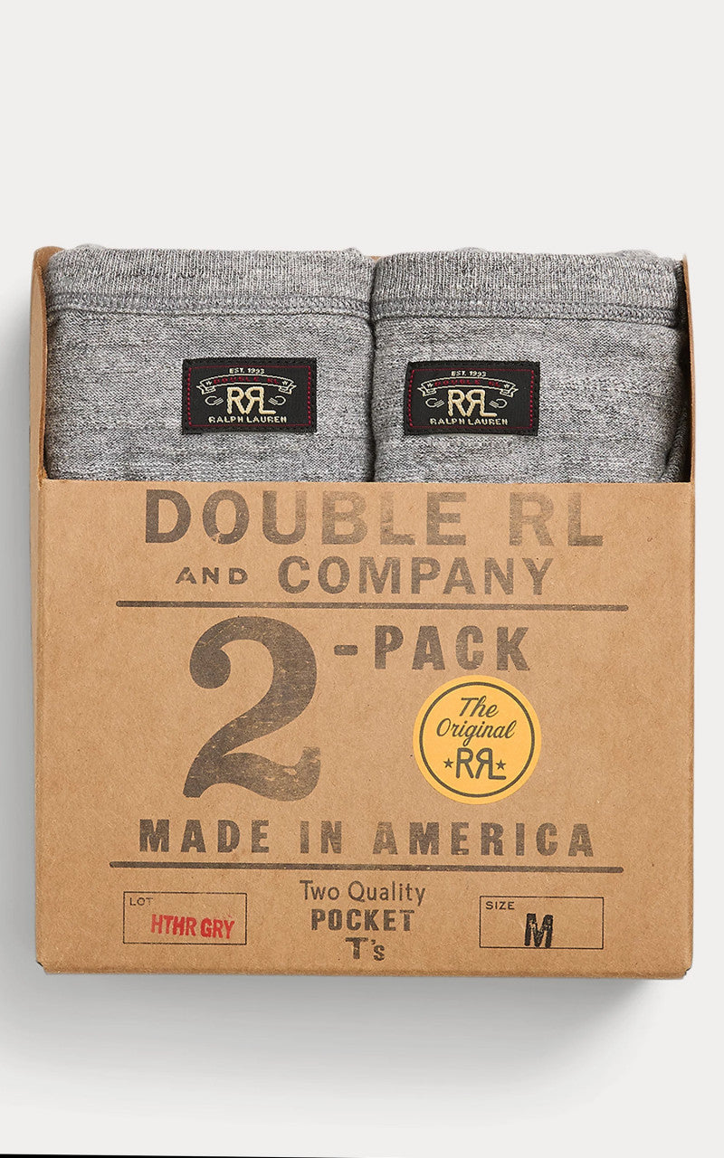 RRL 2-Pack Garment-Dyed Pocket Tees Grey Heather