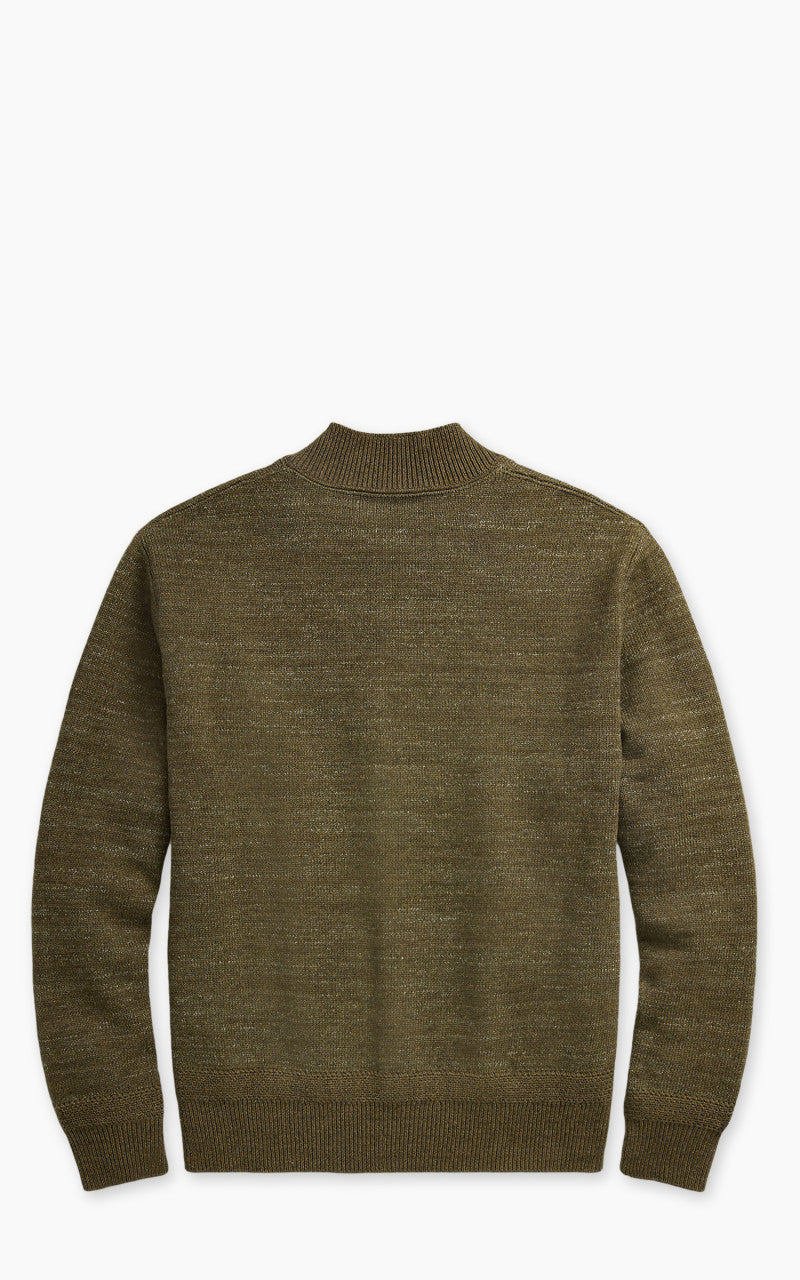 【美品】RRL COTTON SWEATER JACKET SIZE : S RRL Cotton Wool Full Zip Cardigan Sweater Olive Heather