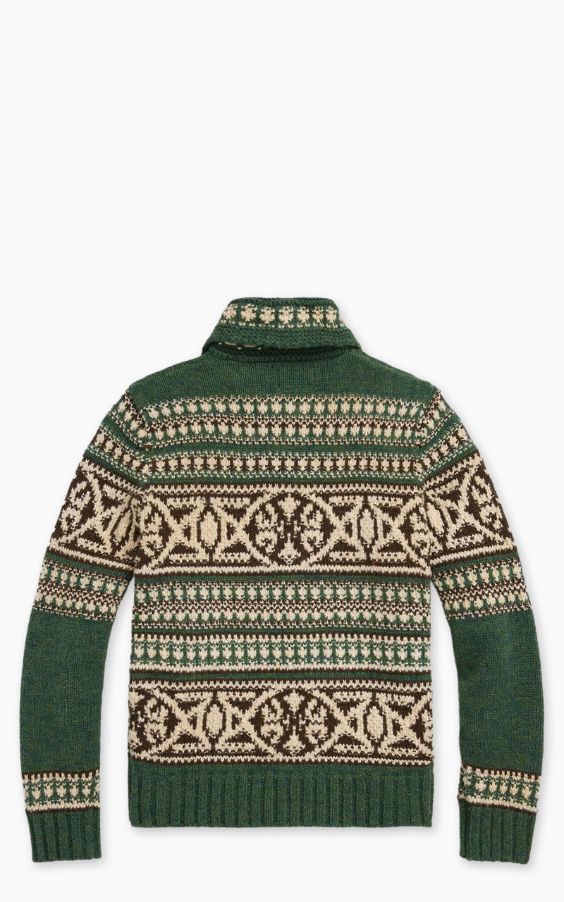 RRL Wool Shawl Collar Cardigan Green Multi