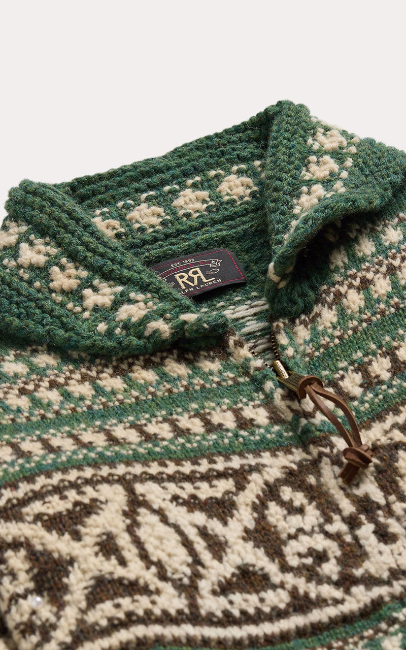 RRL Wool Shawl Collar Cardigan Green Multi