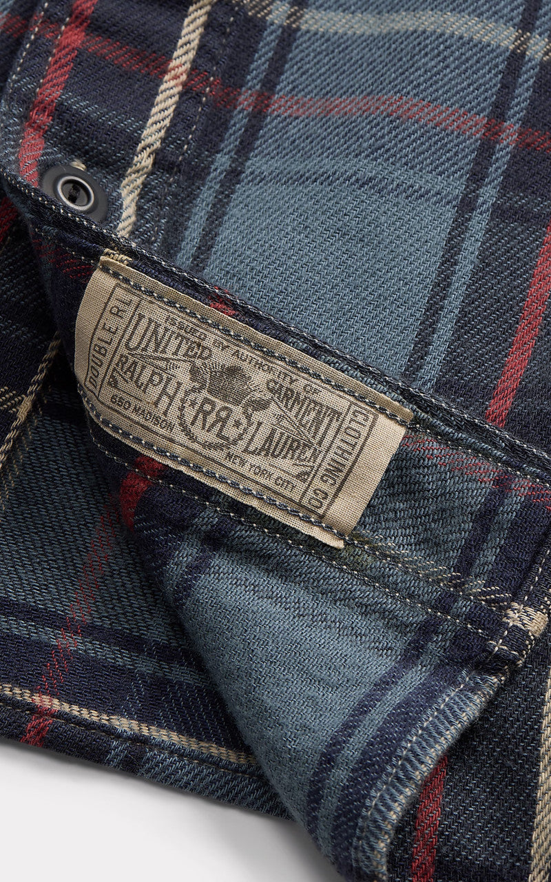 RRL Checked Plaid Twill Workshirt Blue/Red
