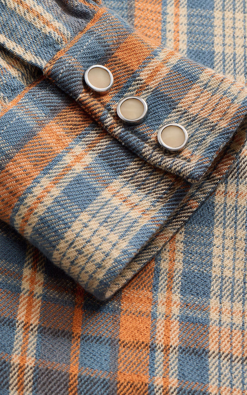 RRL Buffalo Plaid Twill Western Shirt Blue/Orange