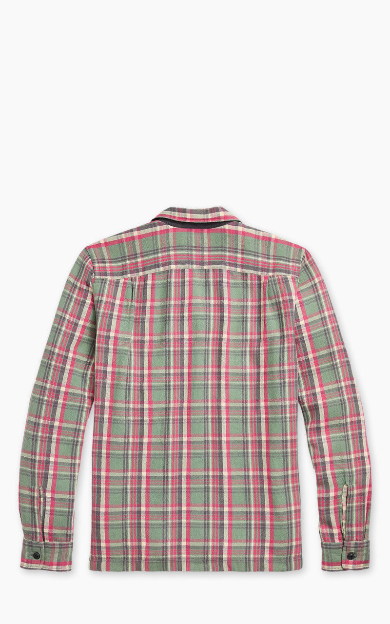 RRL Monterey Plaid Twill Camp Shirt Sage/Red