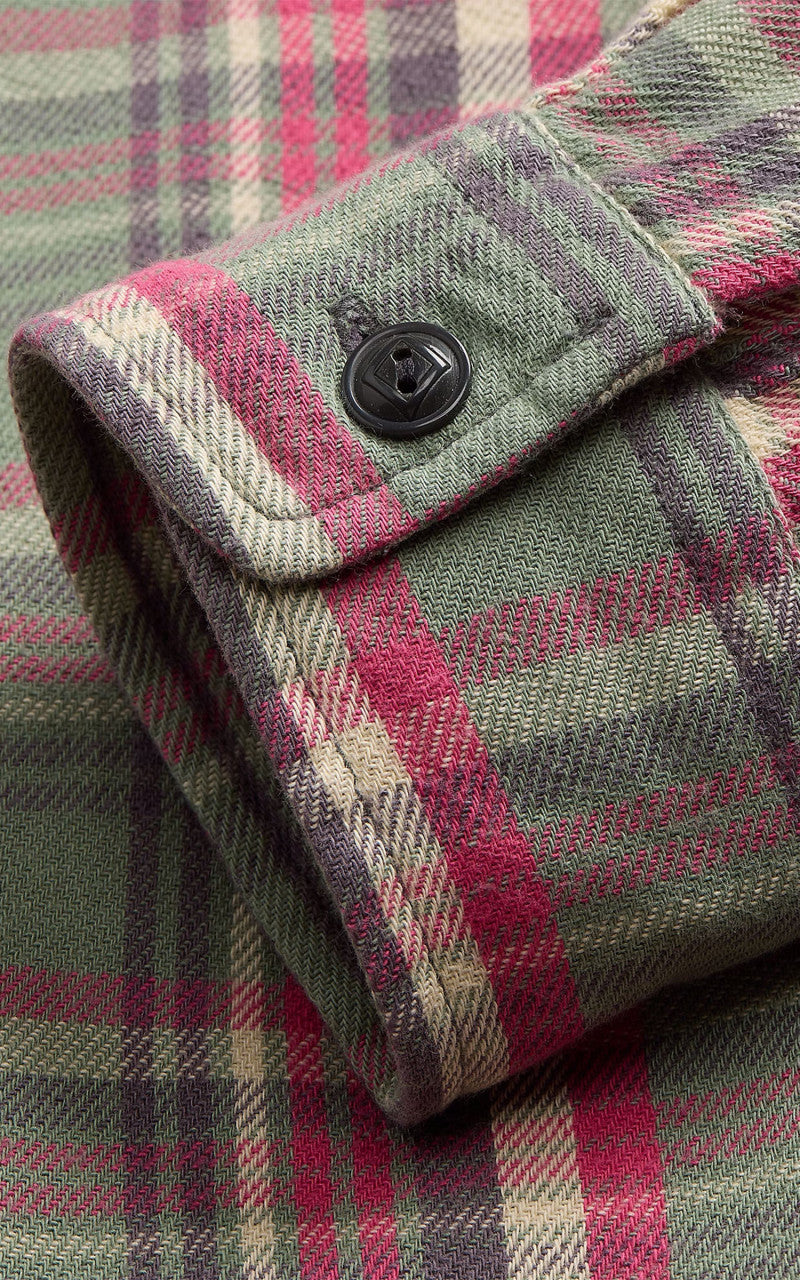 RRL Monterey Plaid Twill Camp Shirt Sage/Red
