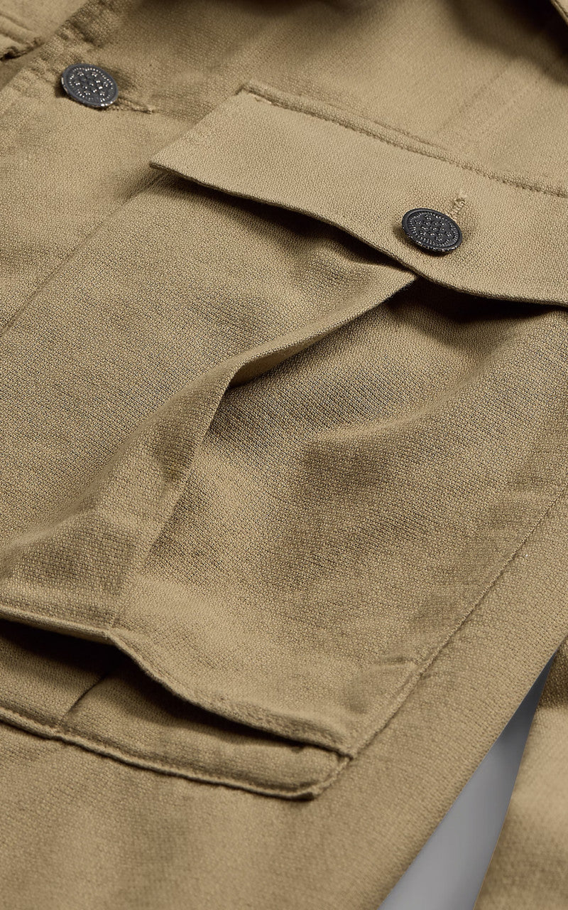 RRL Dobby Graphic Overshirt Dark Tan