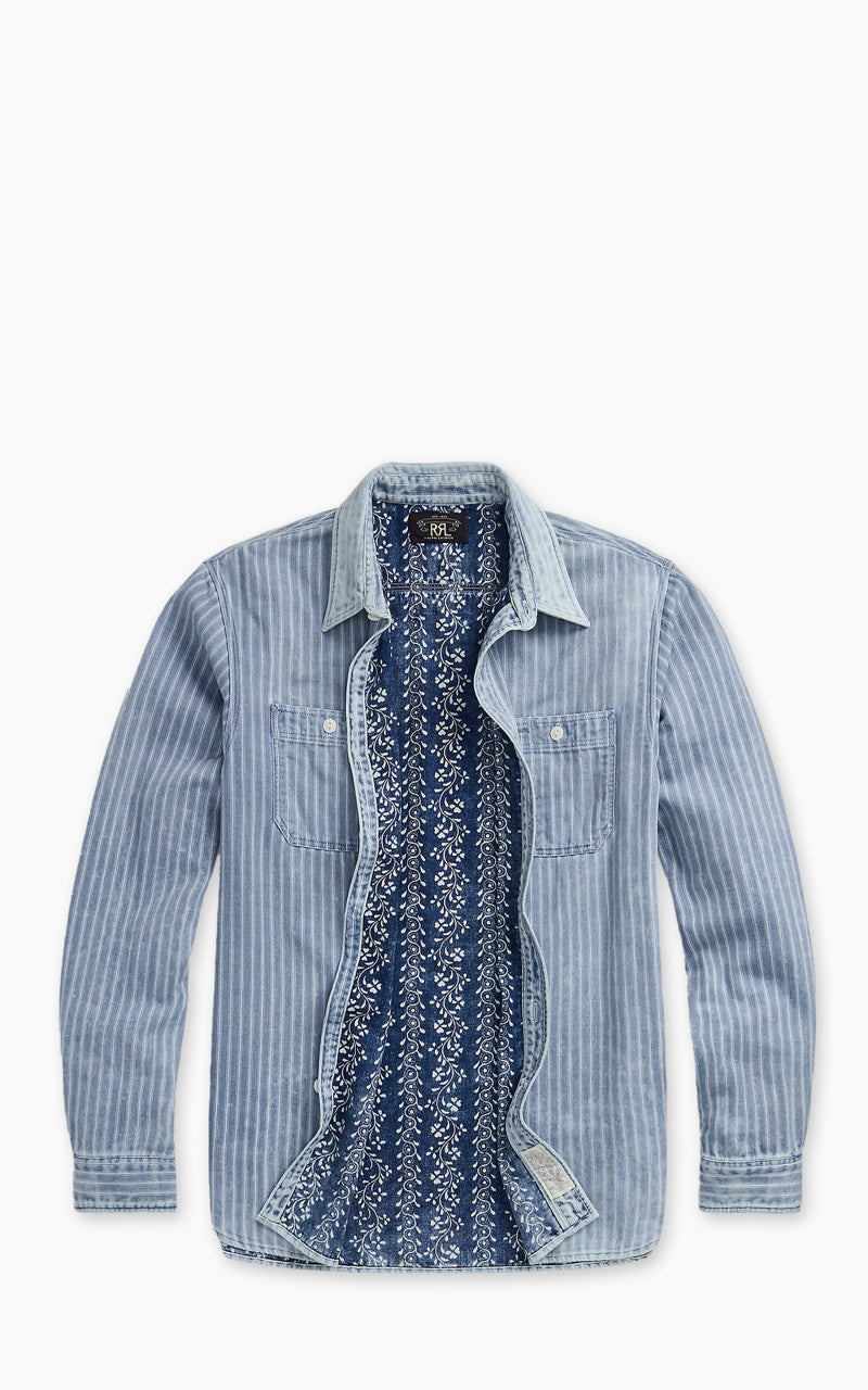 RRL Indigo Striped Double Faced Workshirt Striped/Indigo Print