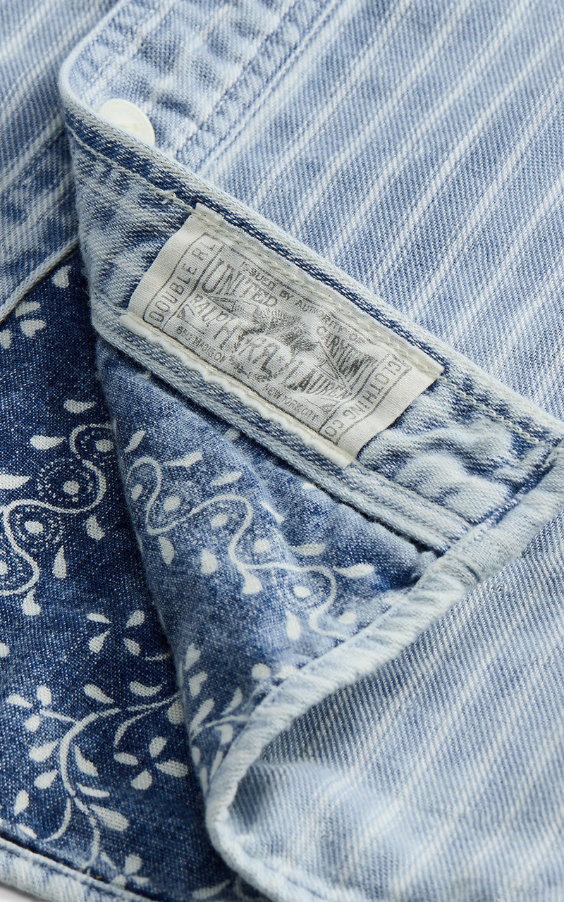 RRL Indigo Striped Double Faced Workshirt Striped/Indigo Print