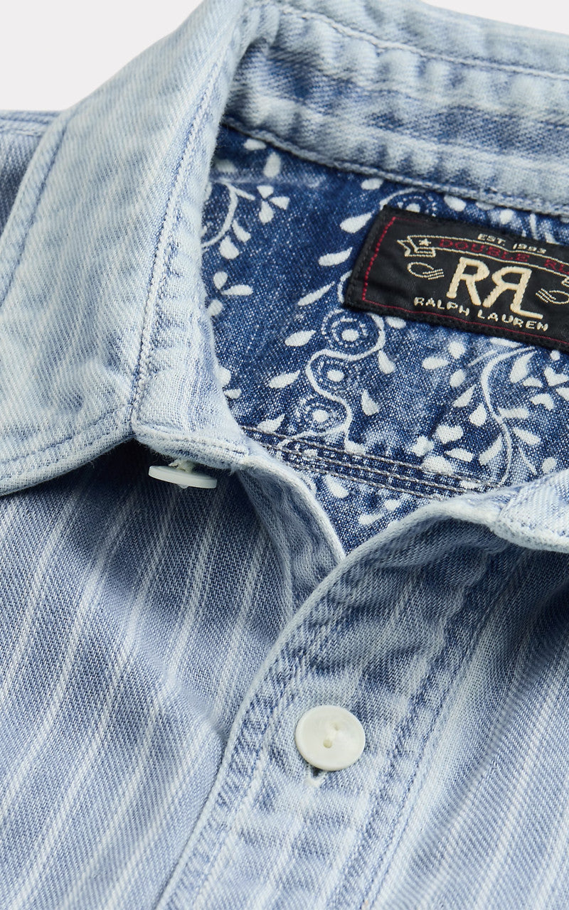 RRL Indigo Striped Double Faced Workshirt Striped/Indigo Print