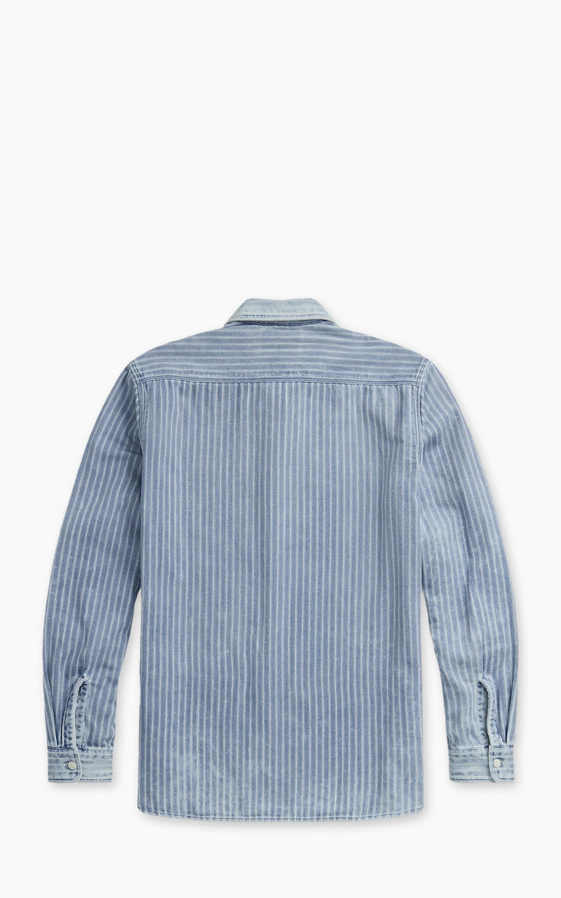 RRL Indigo Striped Double Faced Workshirt Striped/Indigo Print