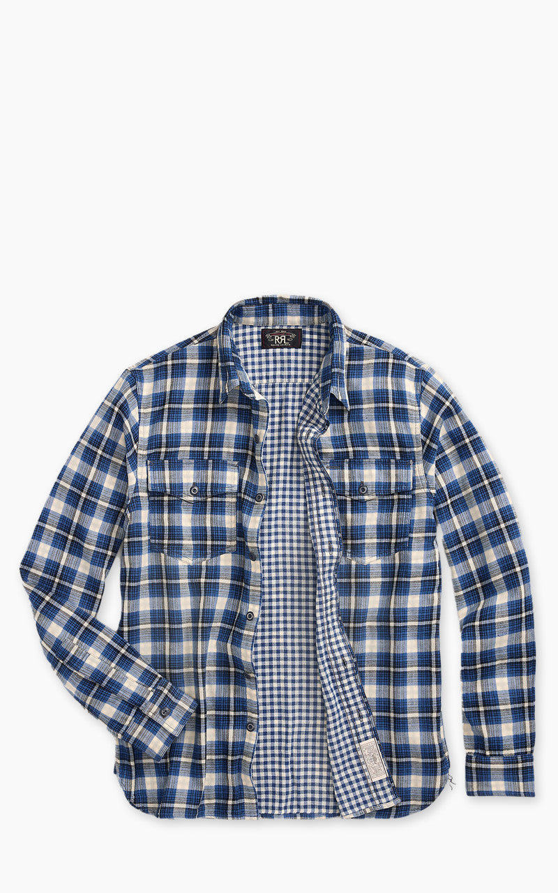 RRL Plaid Double Faced Workshirt Blue Multi