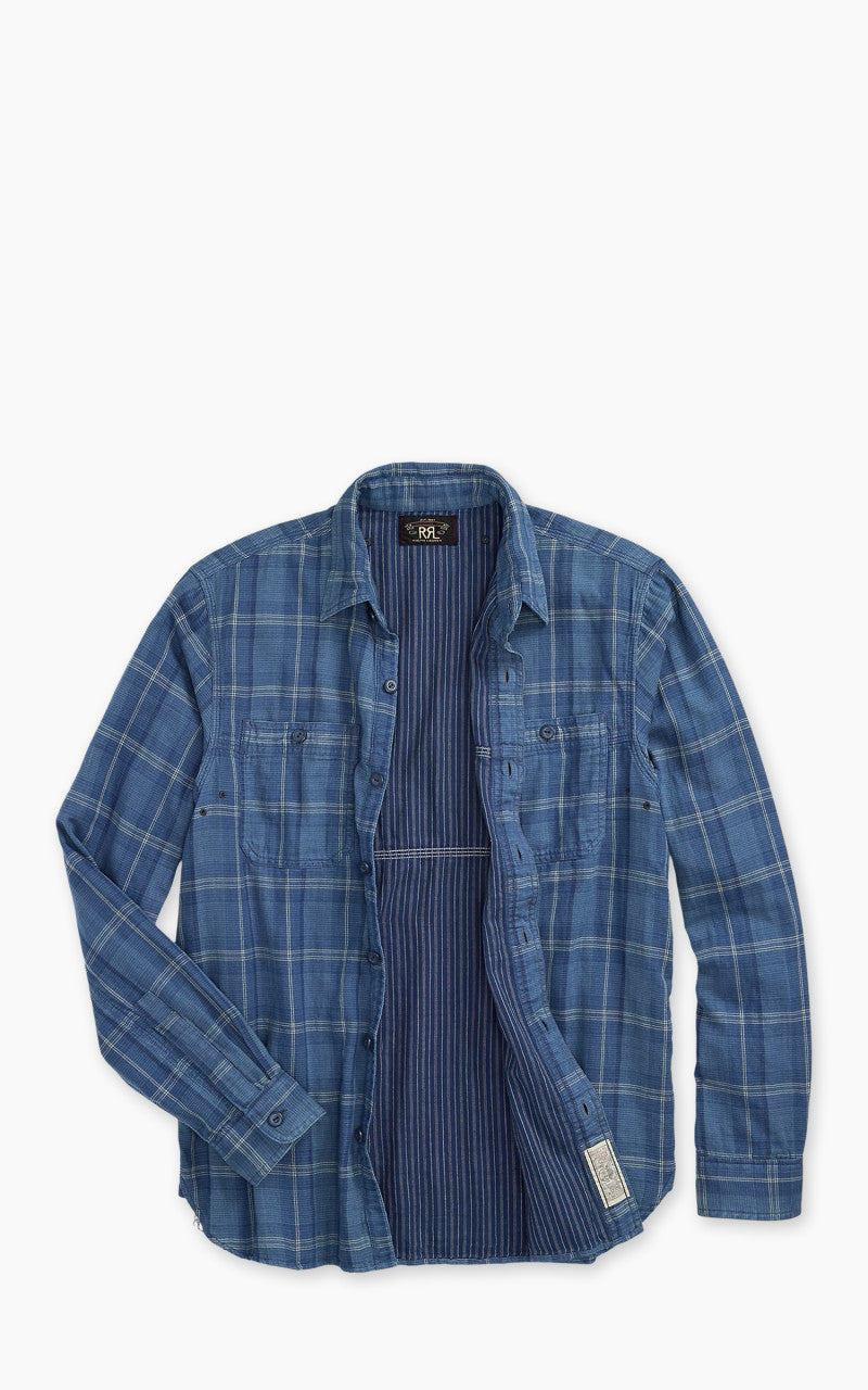 RRL Indigo Plaid Work Shirt チェックシャツ XS RRL Indigo Plaid Double-Faced Work Shirt RRL