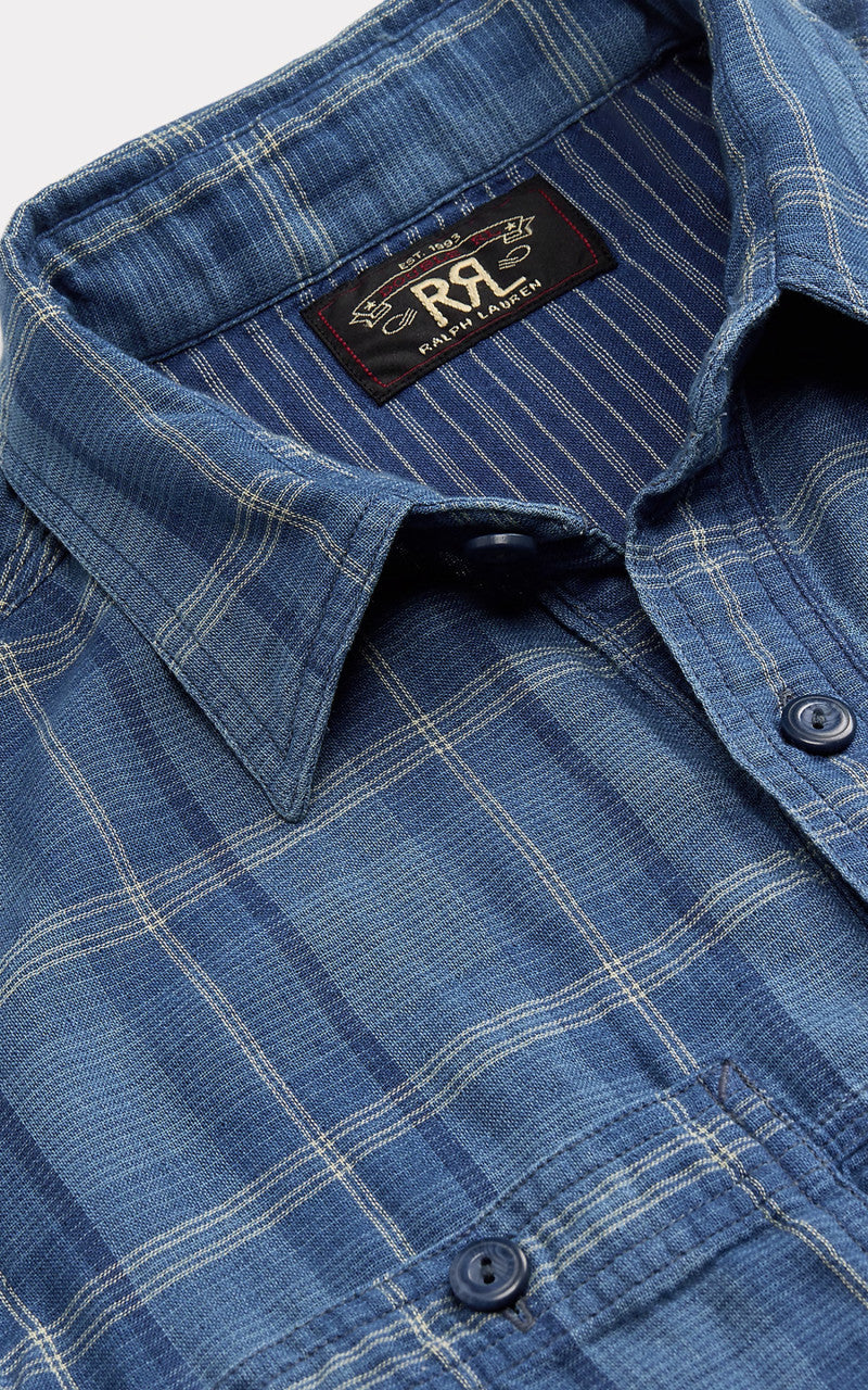 RRL Indigo Plaid Double Faced Workshirt Indigo Plaid/Stripe