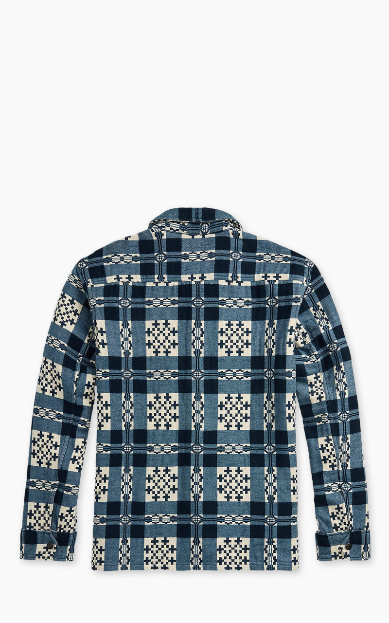 RRL Patterned Jacquard Overshirt Creme/Navy