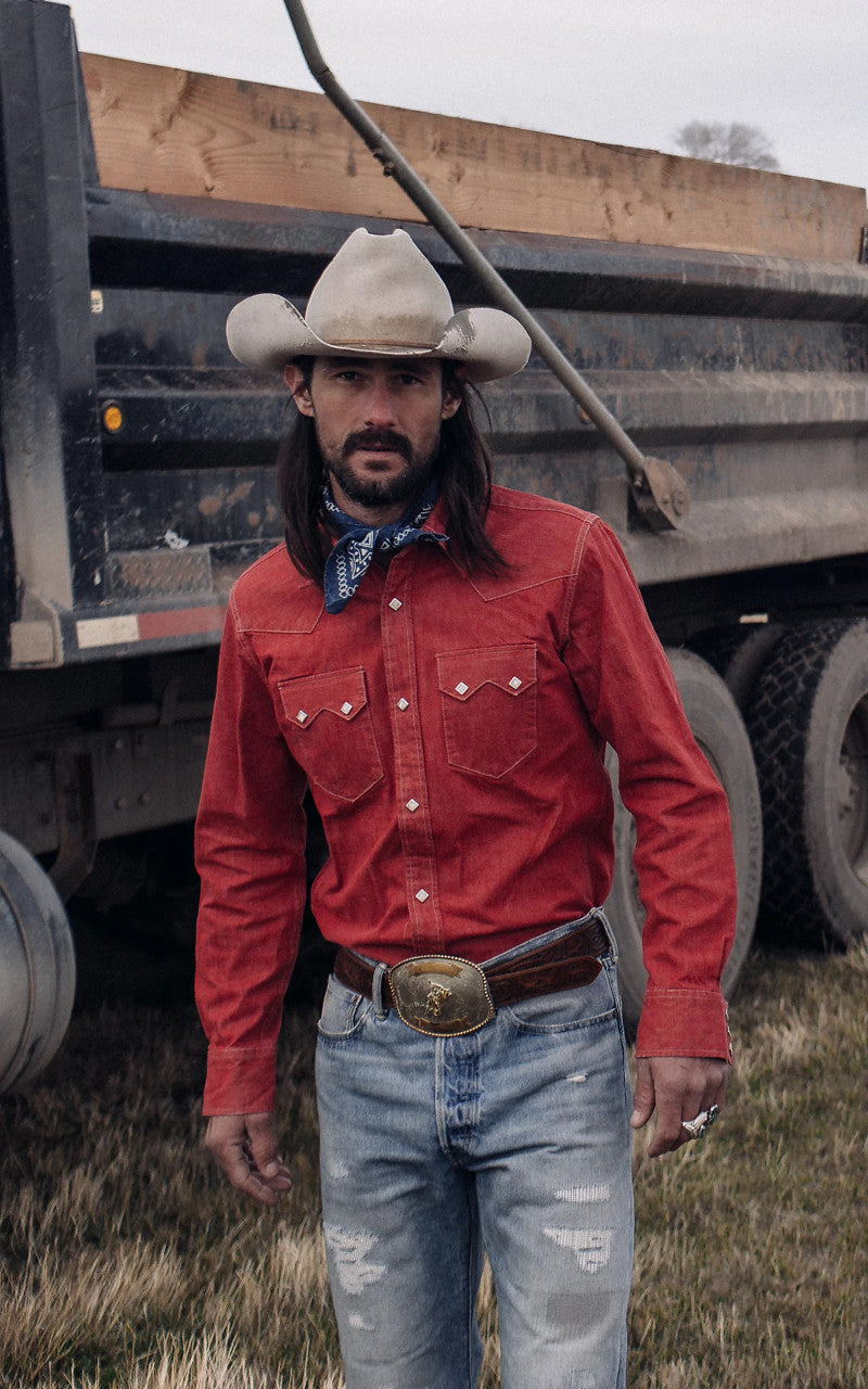 RRL Sawtooth Western Shirt Denim Vintage Red