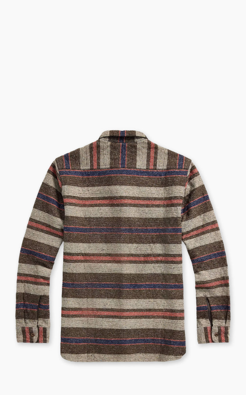 RRL Preston Striped Double Cloth Workshirt Brown Multi