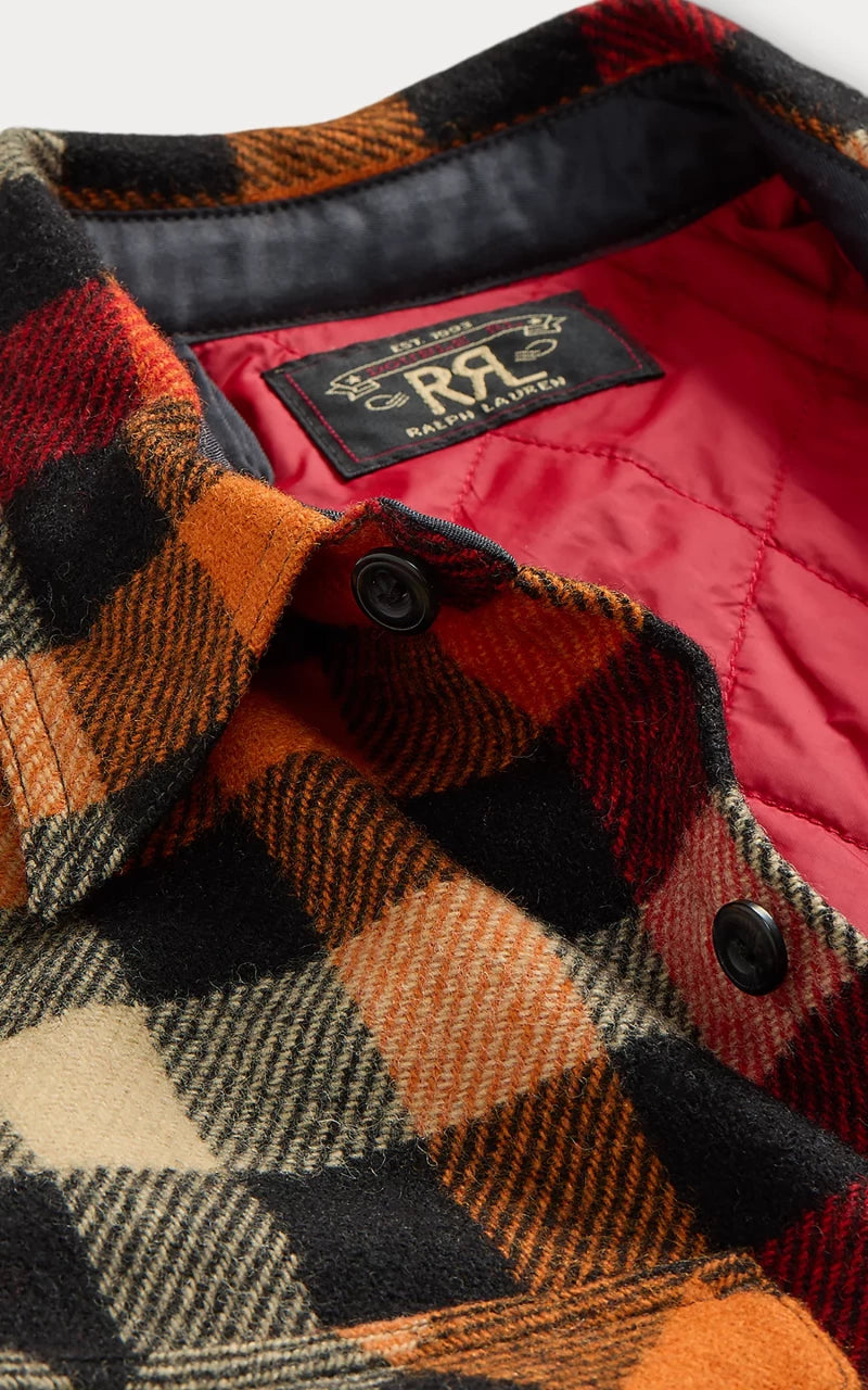 RRL Checked Wool Overshirt Red/Orange Multi
