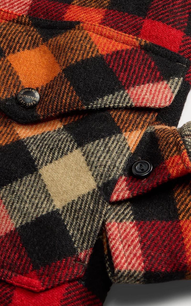 RRL Checked Wool Overshirt Red/Orange Multi