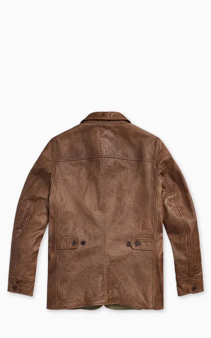 RRL Bradley Leather Car Coat Vintage Tan