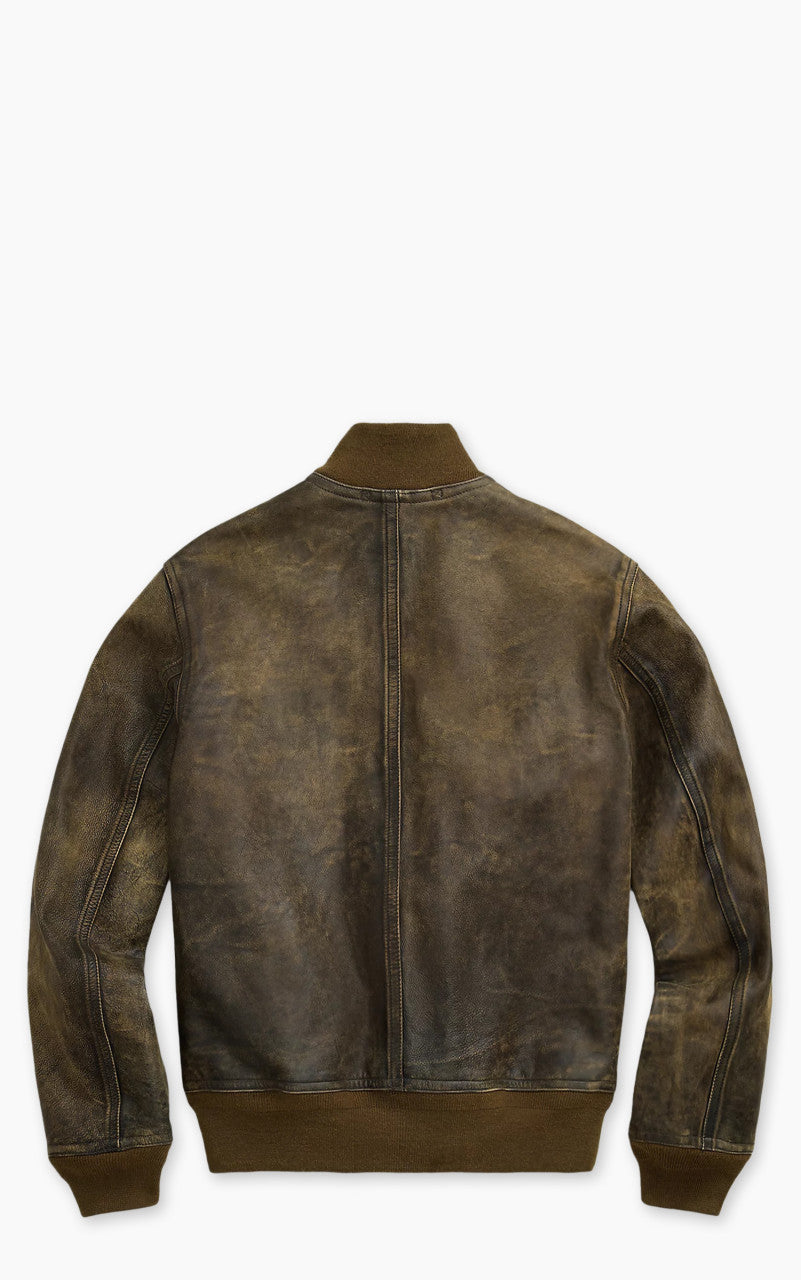 RRL Stanton Indigo Leather Bomber Jacket Vintage Indigo