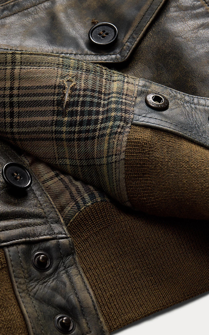 RRL Stanton Indigo Leather Bomber Jacket Vintage Indigo