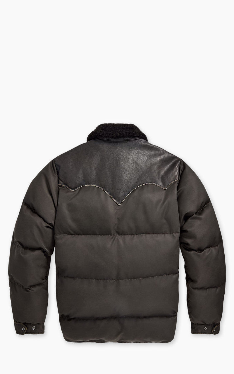 RRL Surrey Shearling-Collar Leather-Yoke Jacket Vintage Black