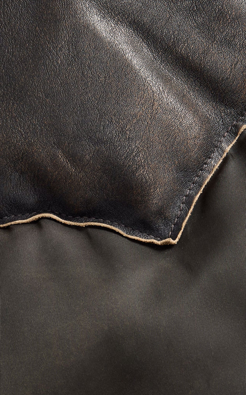 RRL Surrey Shearling-Collar Leather-Yoke Jacket Vintage Black