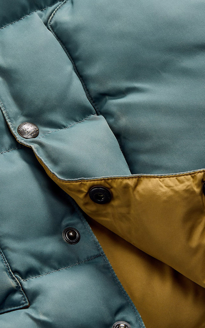 RRL Stonely Leather-Yoke Quilted Vest Vintage Blue