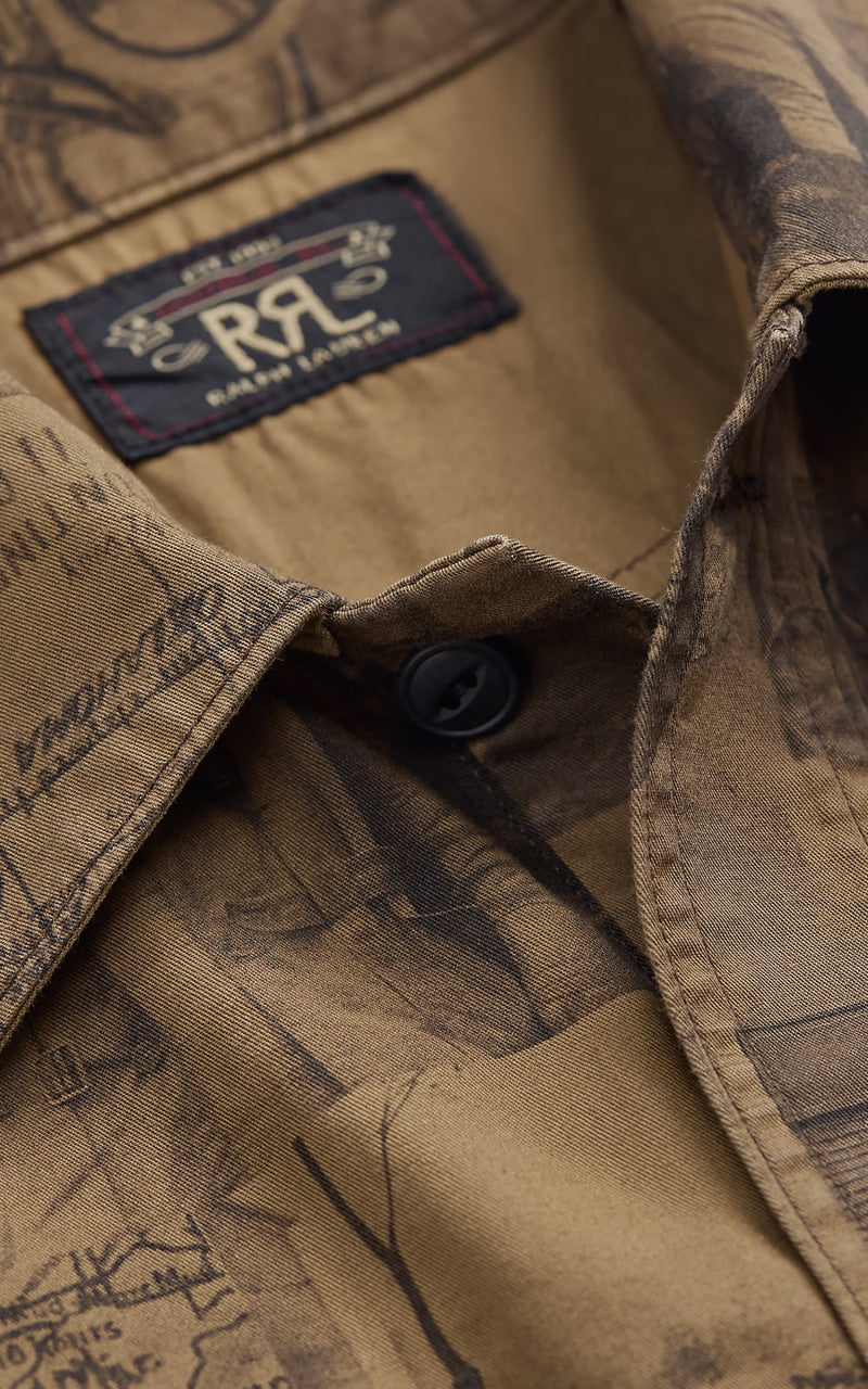 RRL Photo-Print Twill Workshirt Tan Multi